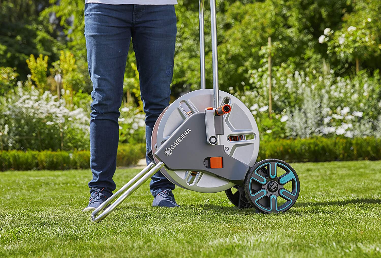 Metal Hose Cart with Easy Hose Guide, Including 82 ft ½” Hose