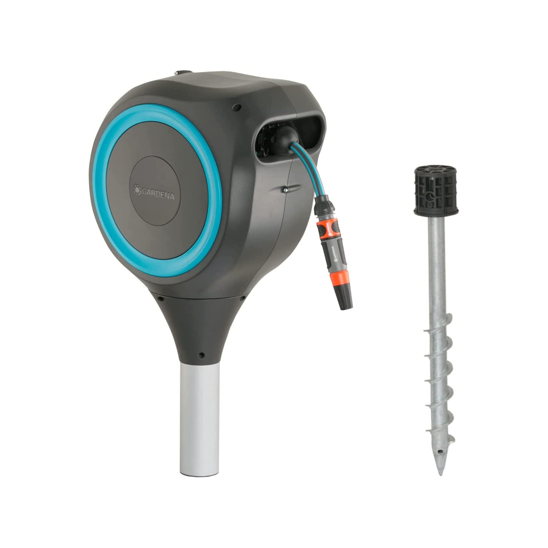 Auto Retractable Hose Reel on Metal Spike