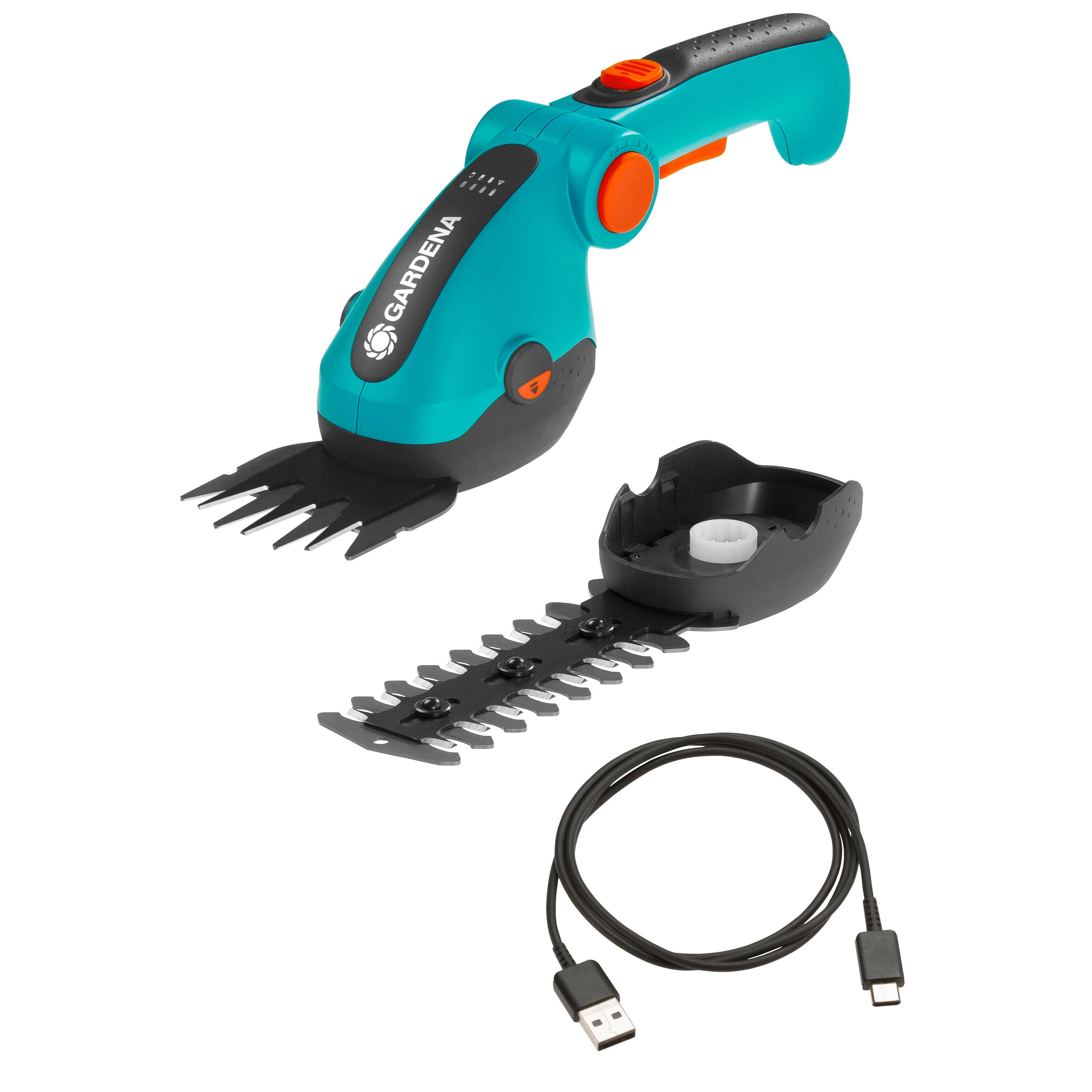 GARDENA 9858-20 Battery Grass Shears with Extension Handle and Wheels Set,  Cordless, Handheld Shears, 80 Min Run time, Replaceable Quality Non Stick